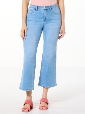 IMAN Light Blue Cropped Flare Jeans